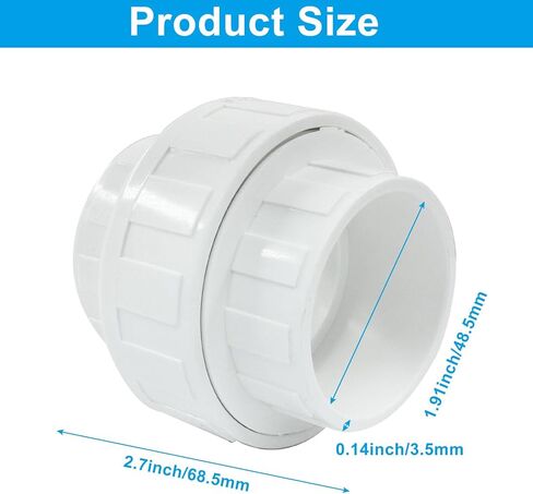 تركيب أنابيب توصيل PVC مقاس 1-1/2 بوصة (مقبس × مقبس)، جدول محول اتحاد الانزلاق PVC الأبيض 40 لحمام السباحة، والشاقول الخارجي والداخلي - قطعتان in Saudi Arabia