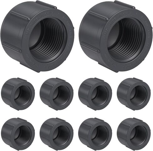 Novabright 10 قطع 3/4 بوصة PVC تركيب الأنابيب Npt أنثى جدول 80 غطاء PVC لمشاريع الري DIY، إصلاح السباكة سهل التركيب عالي الشد للاستخدام المنزلي أو الصناعي رمادي in Kuwait