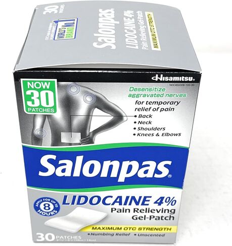 Salonpas LIDOCAINE 4% Pain Relieving Gel-Patch, 30 Patches(Packaging May Vary) in Saudi Arabia