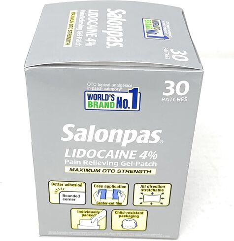Salonpas LIDOCAINE 4% Pain Relieving Gel-Patch, 30 Patches(Packaging May Vary) in Saudi Arabia
