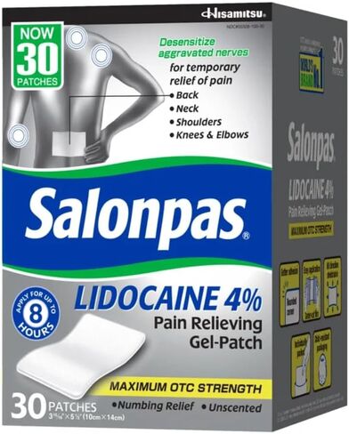 Salonpas LIDOCAINE 4% Pain Relieving Gel-Patch, 30 Patches(Packaging May Vary) in Saudi Arabia