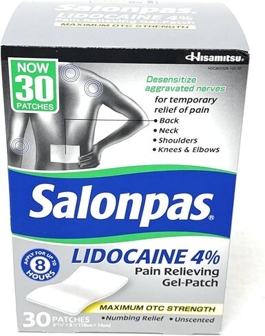 Salonpas LIDOCAINE 4% Pain Relieving Gel-Patch, 30 Patches(Packaging May Vary) in Saudi Arabia
