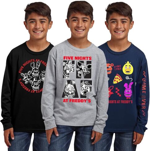 قمصان Bioworld Five Nights at Freddy's Character Art Boy's مكونة من 3 قطع بأكمام طويلة ورقبة دائرية in Saudi Arabia
