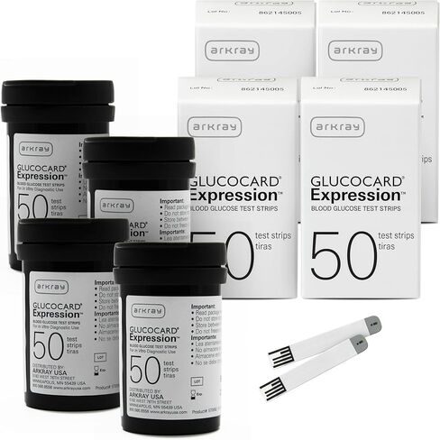 ARKRAY GLUCOCARD Expression Blood Glucose Test Strips - No Coding, 0.8 Microliter & Fast 6-Second Results - Compatible with GLUCOCARD Expression Blood Glucose Meter - 200 Count (4 Packs of 50) in Saudi Arabia