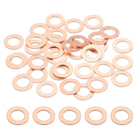 PATIKIL 35PCS M8 Copper Washers, M8x14x1mm Copper Crush Washer Metric Flat Washers Sealing Washers Assortment Kit Oil Drain Plug Gasket Ring for Automotive Battery Vehicles Screws Bolt in Saudi Arabia