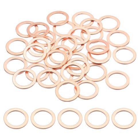 PATIKIL 35PCS M8 Copper Washers, M8x14x1mm Copper Crush Washer Metric Flat Washers Sealing Washers Assortment Kit Oil Drain Plug Gasket Ring for Automotive Battery Vehicles Screws Bolt in Saudi Arabia