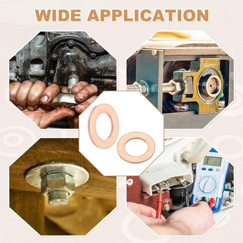 PATIKIL 35PCS M8 Copper Washers, M8x14x1mm Copper Crush Washer Metric Flat Washers Sealing Washers Assortment Kit Oil Drain Plug Gasket Ring for Automotive Battery Vehicles Screws Bolt in Saudi Arabia