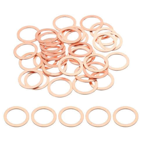 PATIKIL 35PCS M8 Copper Washers, M8x14x1mm Copper Crush Washer Metric Flat Washers Sealing Washers Assortment Kit Oil Drain Plug Gasket Ring for Automotive Battery Vehicles Screws Bolt in Saudi Arabia
