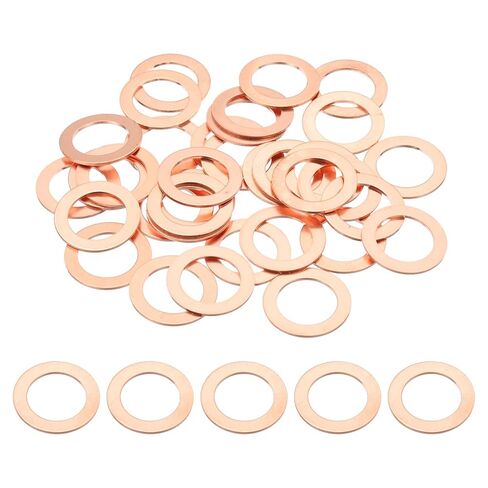 PATIKIL 35PCS M8 Copper Washers, M8x14x1mm Copper Crush Washer Metric Flat Washers Sealing Washers Assortment Kit Oil Drain Plug Gasket Ring for Automotive Battery Vehicles Screws Bolt in Saudi Arabia