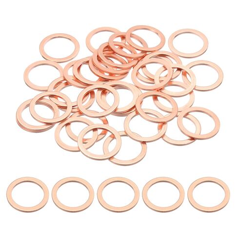PATIKIL 35PCS M8 Copper Washers, M8x14x1mm Copper Crush Washer Metric Flat Washers Sealing Washers Assortment Kit Oil Drain Plug Gasket Ring for Automotive Battery Vehicles Screws Bolt in Saudi Arabia