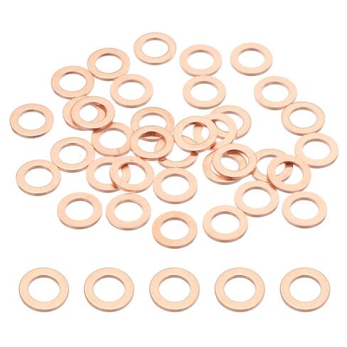 PATIKIL 35PCS M8 Copper Washers, M8x14x1mm Copper Crush Washer Metric Flat Washers Sealing Washers Assortment Kit Oil Drain Plug Gasket Ring for Automotive Battery Vehicles Screws Bolt in Saudi Arabia