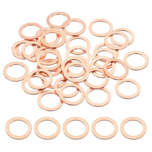 PATIKIL 35PCS M8 Copper Washers, M8x14x1mm Copper Crush Washer Metric Flat Washers Sealing Washers Assortment Kit Oil Drain Plug Gasket Ring for Automotive Battery Vehicles Screws Bolt in Saudi Arabia