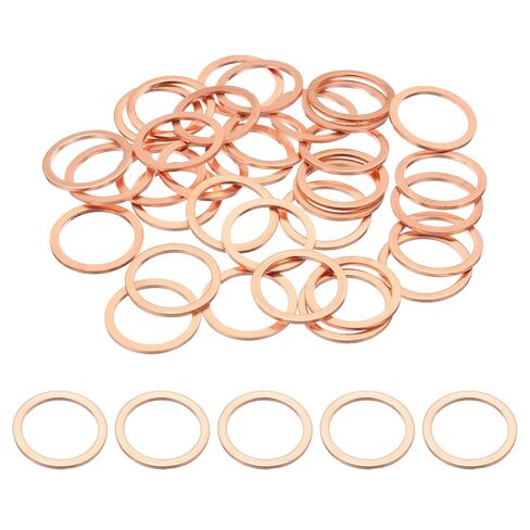 PATIKIL 35PCS M8 Copper Washers, M8x14x1mm Copper Crush Washer Metric Flat Washers Sealing Washers Assortment Kit Oil Drain Plug Gasket Ring for Automotive Battery Vehicles Screws Bolt in Saudi Arabia
