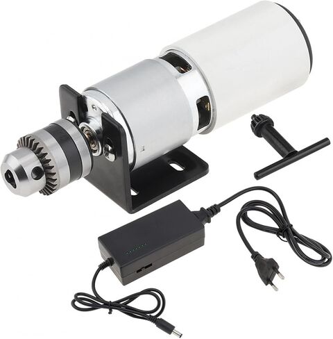 775 DC Motor Table Drill 0.6 - 6mm B10 مثقاب تشاك إيجابي الصحافة محرك كهربائي صغير مع تشاك آلة طحن DIY تقف قوس مع محول طاقة قابل للتعديل للمخرطة، آلة عمل الخشب in Kuwait