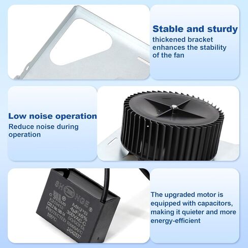 مجموعة استبدال محرك المروحة S97015157 متوافقة مع Broan Nutone 674، 674-A، 676، 676-D/2676F-A، 680، 680FL، لـ Broan NT100C، 110RDF، 672SP، DX110 استبدال مروحة عادم الحمام 110 CFM in Kuwait