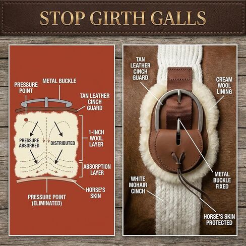 Mohair Cinch Buckle Guard for Horse Equine Strap Girth Buckle Guard Covers Leather Cinch End Protectors Cushioned Fleece Leather Horse for Western Mohair & English Girth in Saudi Arabia