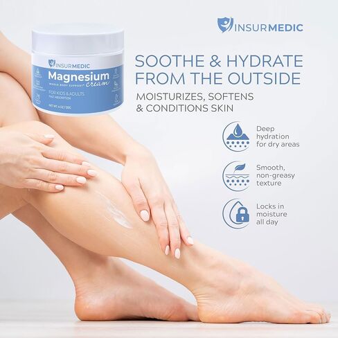 كريم المغنيسيوم للاعتلال العصبي - تشنجات العضلات العصبية وآلام الجسم ودعم وقت النوم - غسول موضعي ليلي مع اللافندر - الأطفال البالغون يسترخيون بتدليك مهدئ للأقدام والساق والظهر in Kuwait