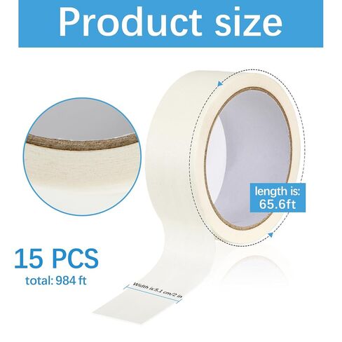 15 Pack White Masking Tape 2 inch Bulk 65.6 feet Thick 2inch Wide Painters Masking Tape Strong Adhesive Clean Removal for Painting Labeling Crafts Home Total 984 feet in Saudi Arabia