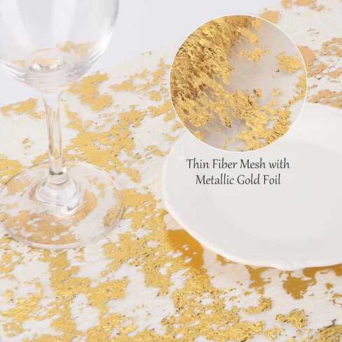 4 Pieces Gold Table Runner, 11"x108" Sequin Glitter Foil Metallic Thin Mesh Table Runner Roll Table Decorations for Wedding, Birthday, Christmas in Kuwait