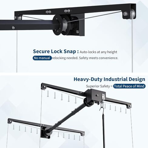 GarveeTech Overhead Garage Storage Rack, Heavy Duty Adjustable 4x4 ft Ceiling Mounted Storage Racks, 350 Lb Capacity Overhead Garage Storage Rack with Manual Safety Lock for Garage Ceiling Storage in Saudi Arabia