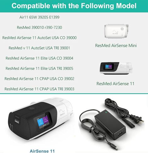 شاحن إمداد الطاقة 24 فولت 65 وات لشاحن ResMed AirSense 11 AutoSet Elite CPAP Air11، 39205 E1399 390010 R390-7230 سلك طاقة بديل لشاحن ResMed airsense 11 in Kuwait