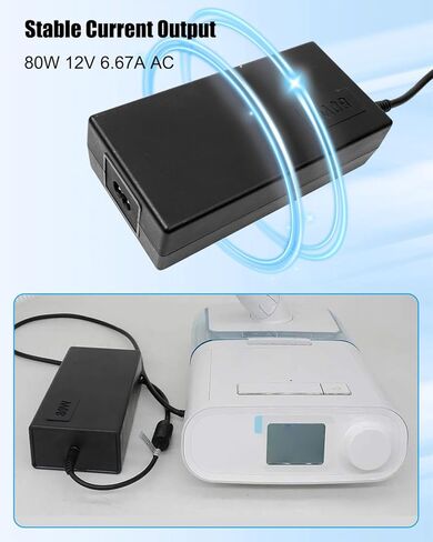 80W 12V 6.67A Charger Compatible with Philips DreamStation DSX200 DSX400 DSX500 DSX600 DreamStation Auto 2CPAP Advanced Series Power Supply, AC Adapter Replace MEA-080A12C MEA080A12C 1118499 in Saudi Arabia