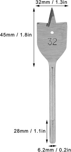 مجموعة لقمة مثقاب بأسمائها الحقيقية بفتحة 32 مم / 1.3 بوصة لقمة مسطحة مجداف من الفولاذ عالي الكربون لقمة ثقب خشبية مسطحة صغيرة الحجم وأداء جيد in Kuwait