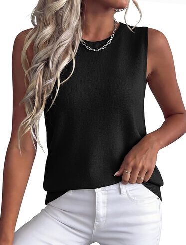 XIEERDUO Sweater Vest Women Fall Clothes Crewneck Sleeveless Tops Ribbed Knit Tank Tops Business Casual Work Blouses in Saudi Arabia