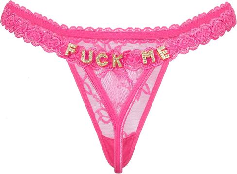 Sexy Thongs for Women Gold Rhinestones Special Word Funny Underwear See Through Low Rise Lace Panties Naughty G-String in Saudi Arabia