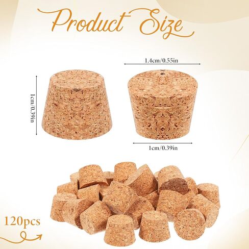 1/2 Inch Mini Tapered Cork Stoppers, 120 Pcs Cork Stoppers Wine Bottle Corks Plugs Replacement Wooden Wine Stopper Durable Small Bottle Plugs Replacement Wines Stopper for Jars Beer Bottles DIY Crafts in Saudi Arabia