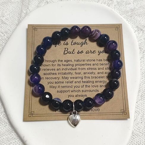 Get Well Soon Gift Bracelets for Women Healing Stone Bracelet Anti Anxiety Bracelets Inspirational Gifts for Women Stress Relief Natural Stone Bracelet Gift in Saudi Arabia