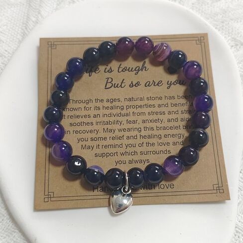 Get Well Soon Gift Bracelets for Women Healing Stone Bracelet Anti Anxiety Bracelets Inspirational Gifts for Women Stress Relief Natural Stone Bracelet Gift in Saudi Arabia