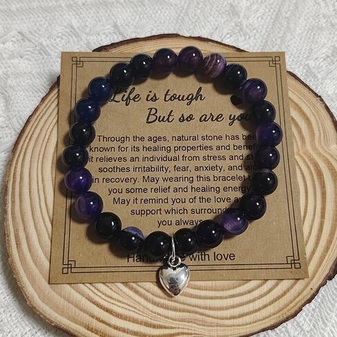 Get Well Soon Gift Bracelets for Women Healing Stone Bracelet Anti Anxiety Bracelets Inspirational Gifts for Women Stress Relief Natural Stone Bracelet Gift in Saudi Arabia