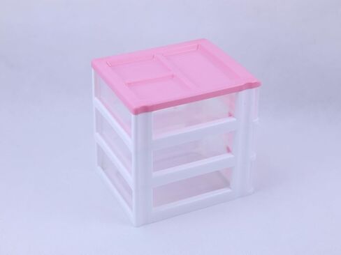 منظم مكياج مكتبي لغرف النوم للفتيات الجميلات مع أدراج استقبال للمكتب من ثلاث طبقات على شكل فيونكة وردية، بلاستيك in Kuwait