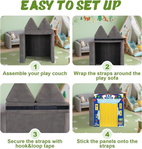 4 PCS Play Panel for Kids Couch Foam Sofa ، لوحة أساليب Modular Play Modular للأطفال (Play Couch غير مدرجة) in Kuwait