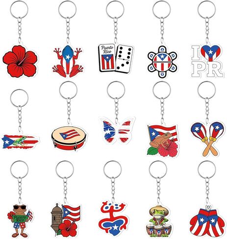 Puerto Rico Keychain Souvenirs Gift Bulk Puerto Rico Acrylic Keychain Birthday Party Decorations Supplies in Saudi Arabia