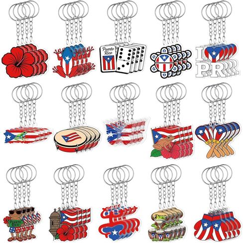 Puerto Rico Keychain Souvenirs Gift Bulk Puerto Rico Acrylic Keychain Birthday Party Decorations Supplies in Saudi Arabia