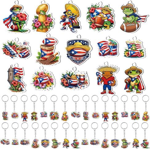 Puerto Rico Keychain Souvenirs Gift Bulk Puerto Rico Acrylic Keychain Birthday Party Decorations Supplies in Saudi Arabia