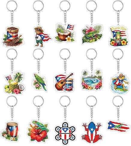 Puerto Rico Keychain Souvenirs Gift Bulk Puerto Rico Acrylic Keychain Birthday Party Decorations Supplies in Saudi Arabia