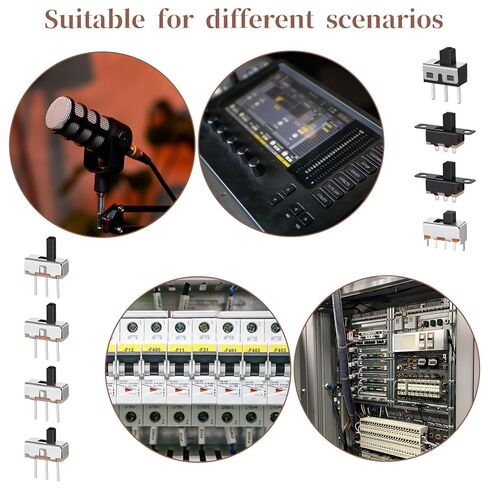 مفتاح منزلق صغير، 80 قطعة من مفاتيح الشرائح الصغيرة 8 قيم Spdt Micro Mini Slide-Switch Kit مجموعة مفاتيح الشريحة 1p2t تبديل مفاتيح 2 موضع 3 دبوس صغير مصغر عمودي لوحة جبل مقبض الباب in Saudi Arabia