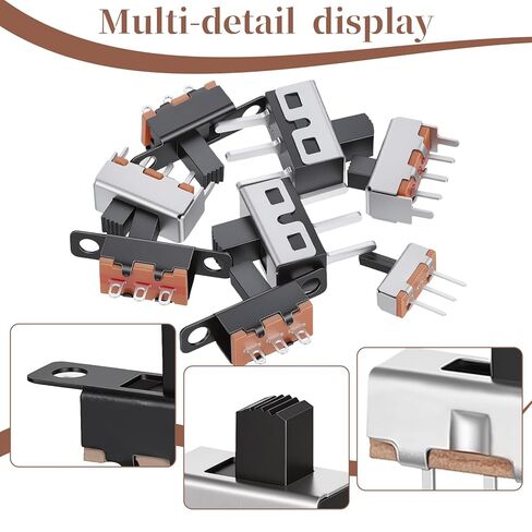 مفتاح منزلق صغير، 80 قطعة من مفاتيح الشرائح الصغيرة 8 قيم Spdt Micro Mini Slide-Switch Kit مجموعة مفاتيح الشريحة 1p2t تبديل مفاتيح 2 موضع 3 دبوس صغير مصغر عمودي لوحة جبل مقبض الباب in Saudi Arabia