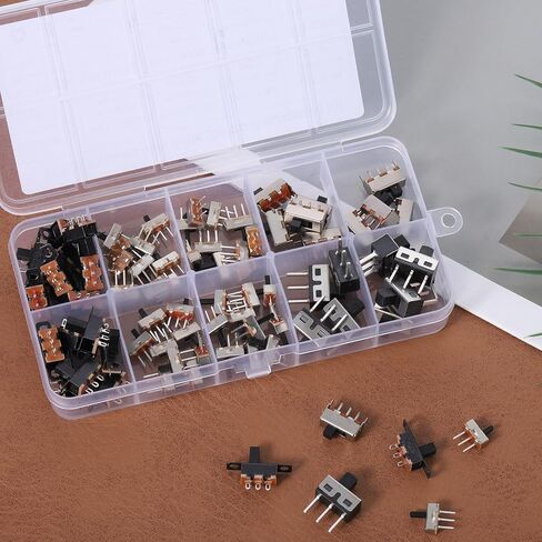 مفتاح منزلق صغير، 80 قطعة من مفاتيح الشرائح الصغيرة 8 قيم Spdt Micro Mini Slide-Switch Kit مجموعة مفاتيح الشريحة 1p2t تبديل مفاتيح 2 موضع 3 دبوس صغير مصغر عمودي لوحة جبل مقبض الباب in Saudi Arabia