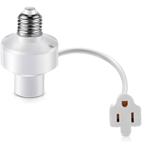 Enhon 1 Pcs 3 in 1 Light Socket Outlet Adapter, E26 Light Socket to Plug Adapter with Extension Cord, 3 Prong Bulb Outlet Converter for Indoor Outdoor Garage, Porch, Patio, Camera, LED Strip (White) in Saudi Arabia