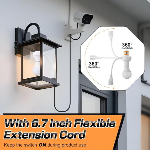 Enhon 1 Pcs 3 in 1 Light Socket Outlet Adapter, E26 Light Socket to Plug Adapter with Extension Cord, 3 Prong Bulb Outlet Converter for Indoor Outdoor Garage, Porch, Patio, Camera, LED Strip (White) in Saudi Arabia