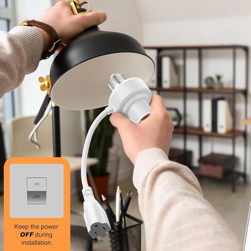 Enhon 1 Pcs 3 in 1 Light Socket Outlet Adapter, E26 Light Socket to Plug Adapter with Extension Cord, 3 Prong Bulb Outlet Converter for Indoor Outdoor Garage, Porch, Patio, Camera, LED Strip (White) in Saudi Arabia
