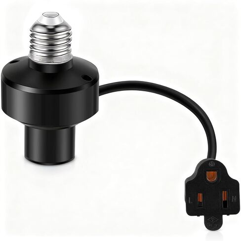 Enhon 1 Pcs 3 in 1 Light Socket Outlet Adapter, E26 Light Socket to Plug Adapter with Extension Cord, 3 Prong Bulb Outlet Converter for Indoor Outdoor Garage, Porch, Patio, Camera, LED Strip (White) in Saudi Arabia