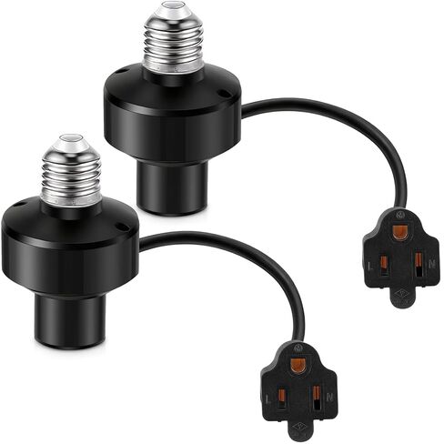 Enhon 1 Pcs 3 in 1 Light Socket Outlet Adapter, E26 Light Socket to Plug Adapter with Extension Cord, 3 Prong Bulb Outlet Converter for Indoor Outdoor Garage, Porch, Patio, Camera, LED Strip (White) in Saudi Arabia
