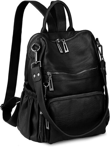 Uromee Travel Backpack Purse for Women Vegan Leather Ladies Fashion Tassel Shoulder Bag Convertible 0243 Light Purple A in Saudi Arabia