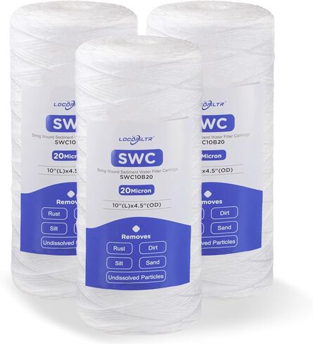 5 Micron 10" x 4.5" Whole House String Wound Sediment Well Water Filter Cartridge Replacement for CW5-BBS, WP5BB97P, 355214-43, SWC-45-1005, WPX5BB97P, PC40, PC10, RS22, 84637, CW25-BBS (Pack of 3) in Saudi Arabia
