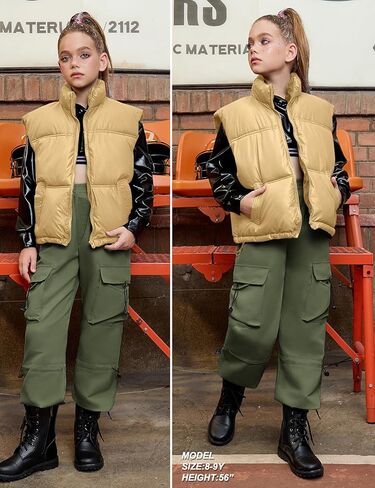 سترة منتفخة للفتيات من Perfashion سترة بدون أكمام خفيفة الوزن منتفخة معطف شتوي من الجلد الدافئ 4-13 سنة in Saudi Arabia